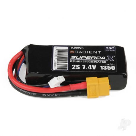 2S 1350mAh 7.4V 30C XT60 Radient LiPo