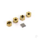 Traxxas Wheel hubs 7mm hex (brass) axle pins